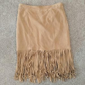 Neiman Marcus suede tassel skirt
